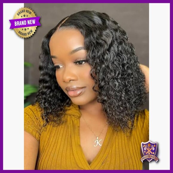 Water Wave Bob Wig Human Hair Glueless HD Lace Pre Plucked 12 Inch main image 5